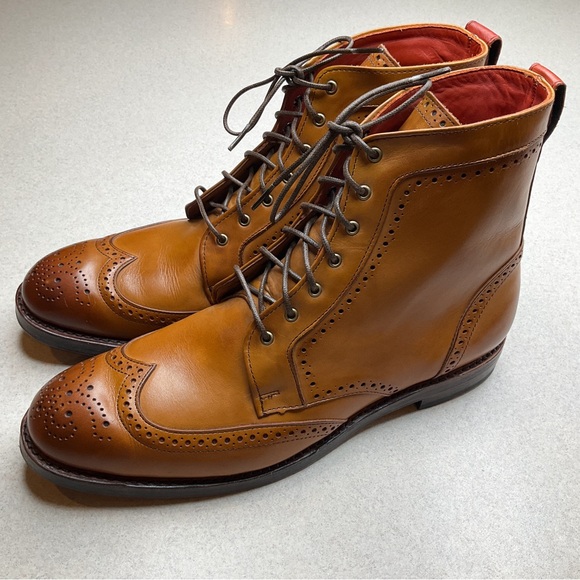 Allen Edmonds Dalton Wingtip Dress Boot 10.5 D Walnut Brown Leather - Picture 1 of 14